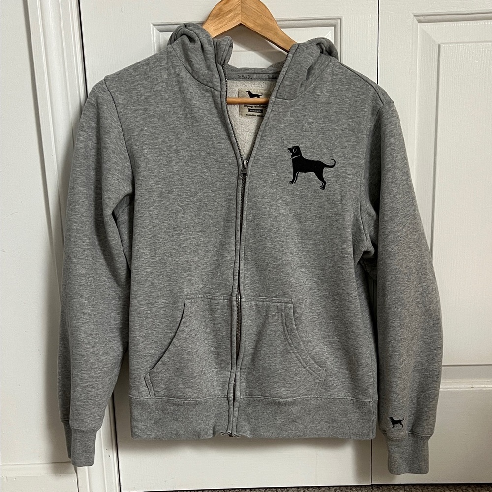 Gray Zip-Up Hoodie with Dog Logo